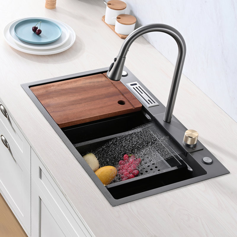 SOUEEUM 29.6'' L DropIn Single Bowl Stainless Steel Kitchen Sink Wayfair